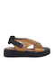 Δερμάτινα Γυναικεία Σανδάλια Flatforms Καφέ