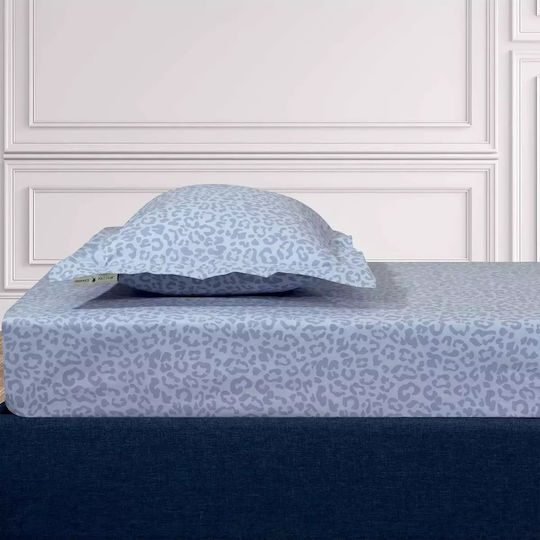 Greenwich Polo Club Loft Leopard Υπέρδιπλο 160x200+35εκ. με Λάστιχο Baby Blue