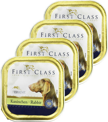 First Class Υγρή Τροφή Σκύλων σε Ταψάκι με Κουνέλι 4x300gr
