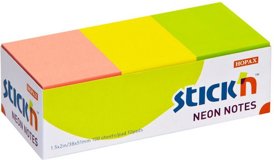 Bunte Aufkleber Stick N Neon 3 Farben 3,8x5cm