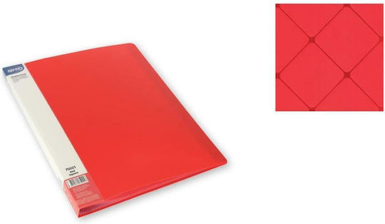 Soft Embossed A4 Display Book 10 Plastic Sleeves Pp Square Red Sp-75011 Spree