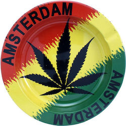 Μεταλλικό Τασάκι Σχέδιο Amsterdam Rasta Leaf Μεταλλικό Τασάκι Σχέδιο Amsterdam Rasta Leaf