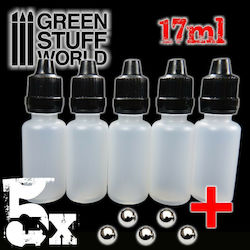 5 Spare Jars Pots Mixes Mixing Balls 5 Άδεια Μπουκάλια Αναμίξεως Χρωμάτων Ανοξείδωτη Μπίλια