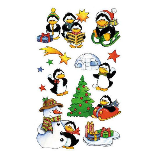 Weihnachtsaufkleber Bsb 8x12,5cm Christmas Penguins 2 Stücke