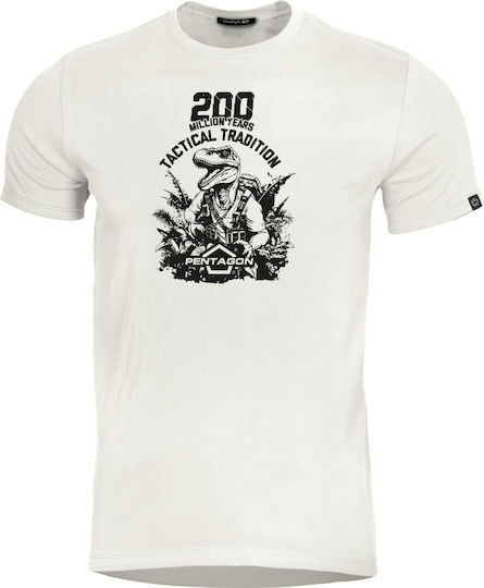 Pentagon Κοντομάνικο T-shirt Στρατού σε Λευκό Χρώμα