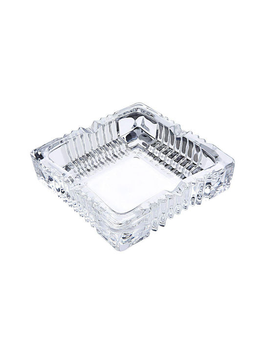 Glass Embossed Square Ashtray 10.5x10.5cm Home