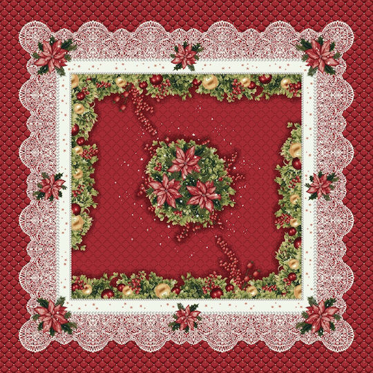 Vassiliadis Bros Reine Lurex Weihnachtlich Tischtuch Quadrat Stoff Rot L100xB100cm.