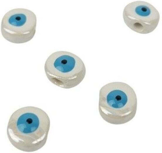 Mărgele Ceramice Ochi Emailat 1cm Set/6 Alb