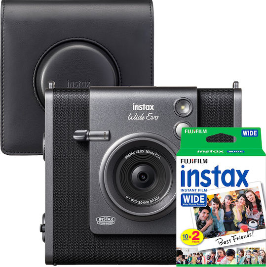 Fujifilm Instax Wide EVO Hybrid Instant Cameră Analogică Film 2x10 & Husă Neagră