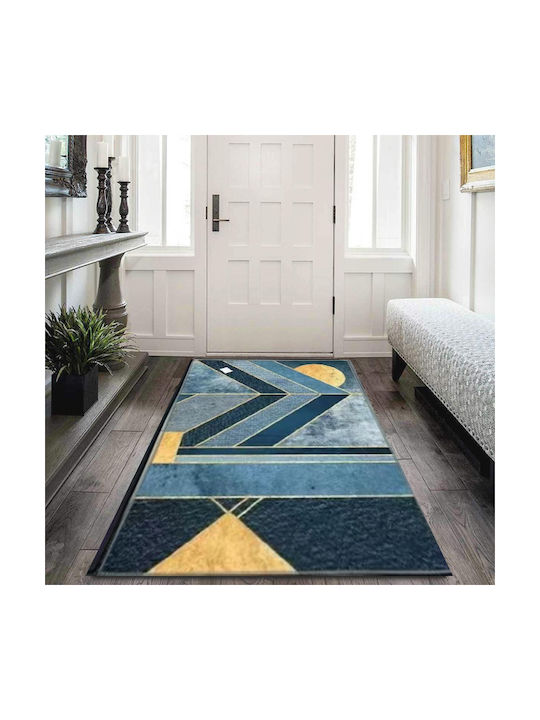 SpitiBazaar Anti-slip Rug Rectangular Summer Blue-gold