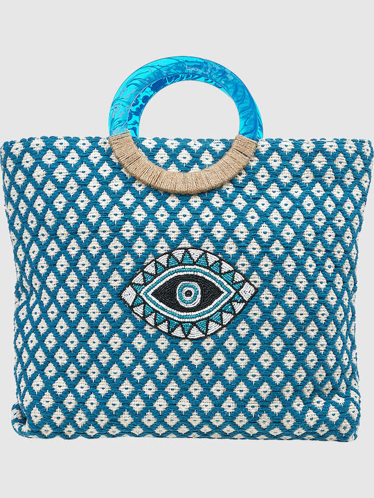 Verde Fabric Beach Bag Blue