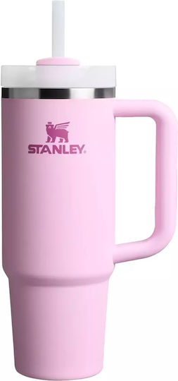Stanley Quencher H2.0 FlowState Handled Tumbler Thermos Stainless Steel BPA Free 890ml Cherry Blossom with Straw and Handle