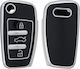 Car Key Case Audi 3 Buttons Kwmobile Black Silver Silicone 57050.04