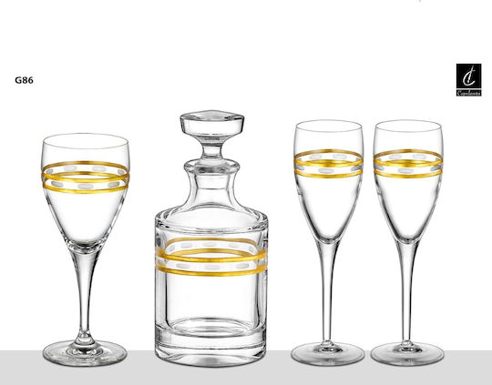 Capolavoro Wedding Decanter and Champagne Crystal Glasses Set 4 Pieces G86