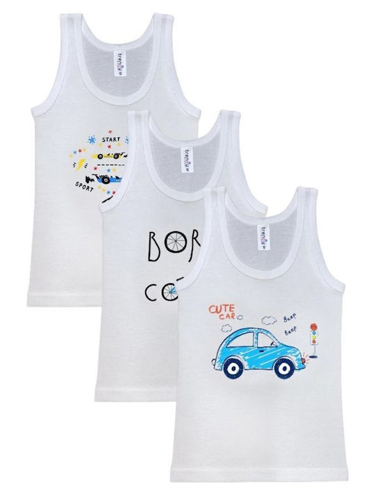 Lenjerie Pentru Copii Cămăși De Corp Trendy Triple Băieți Bumbac 3 Bucăți Albe