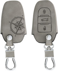 Car Key Case Peugeot Citroen 3 Buttons Keyless Go Nubuck Leather Grey 53762.01