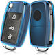 Car Key Cover Case VW Skoda Seat Silicone Blue