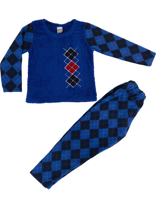 Rhombus Boys Fleece Pajamas Blue W23