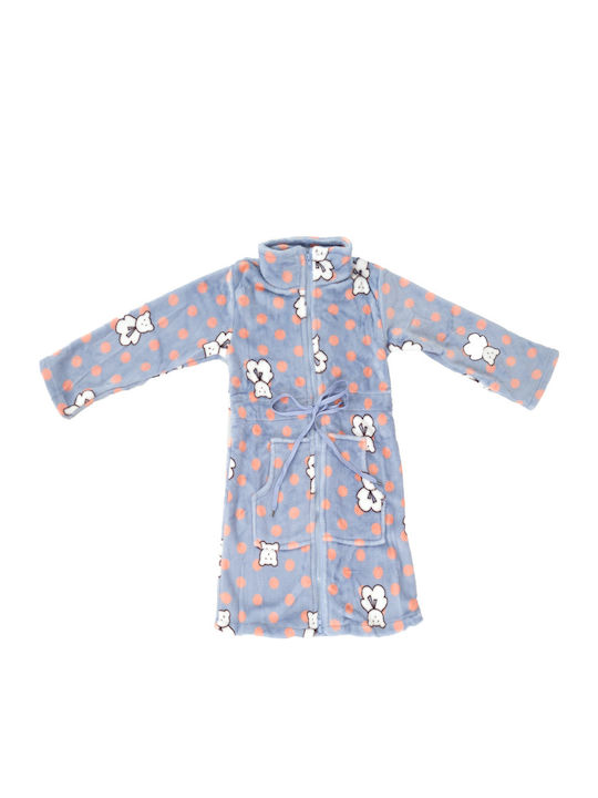 Bonito Kids' Robe Winter Fleece Light Blue Teddy Bear