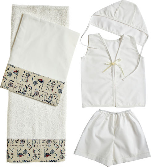 Christening Oilcloths Set Boy Navy Cream L174 Nv-08.00019.048-White