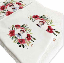 Bonjour Bebe Christening Oilcloths Set Polychrome with Flower Theme 6pcs