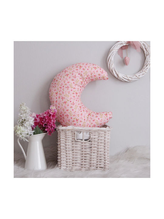 Μαξιλάρι Φεγγάρι Ροζ Τύπωμα Floral Sweet Bunny 35x30