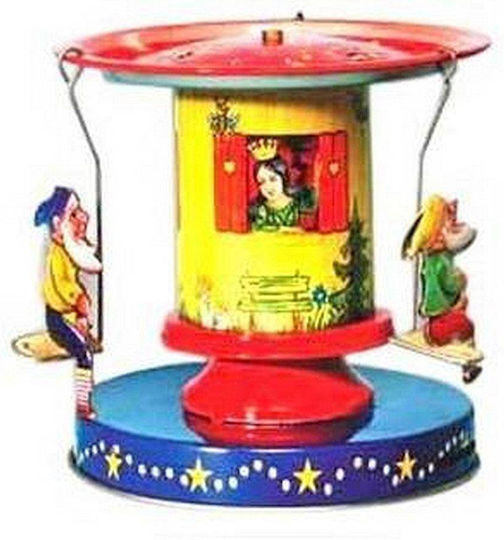 230701 Retro Tin Wind-up Carousel Snow White Collectors Only
