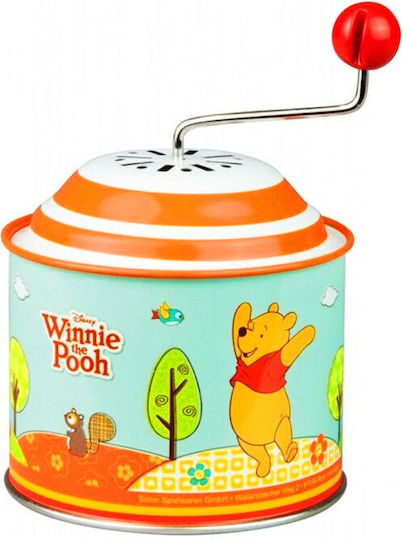 Vintage Winnie Pooh Metal Music Box Round 10.5 x 7.5 Cm