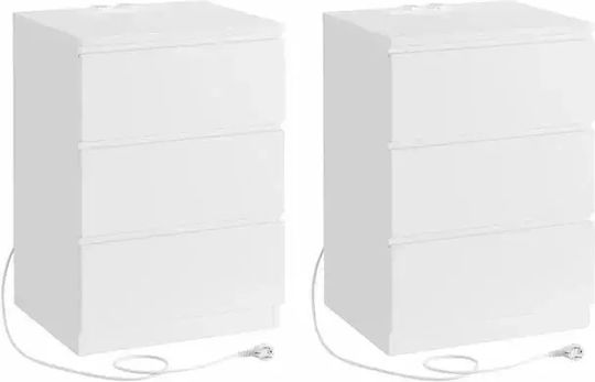 White Wooden Bedside Tables 2 Pieces 40x35x59cm