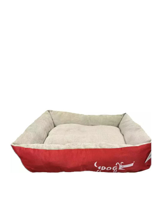 Woofmoda Κρεβατι Σκυλου Κοκκινο Anoixto Μπεζ 65x55cm