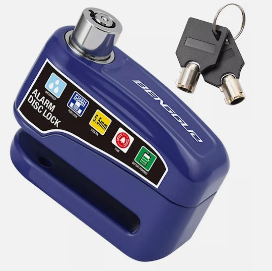 Motorradschloss Scheibenbremse mit Alarm & Piekser 5,5mm Blau Farbe
