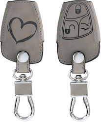 Car Key Case Mercedes Benz 2-3 Buttons Kwmobile Nubuck Leather Grey 54576.01