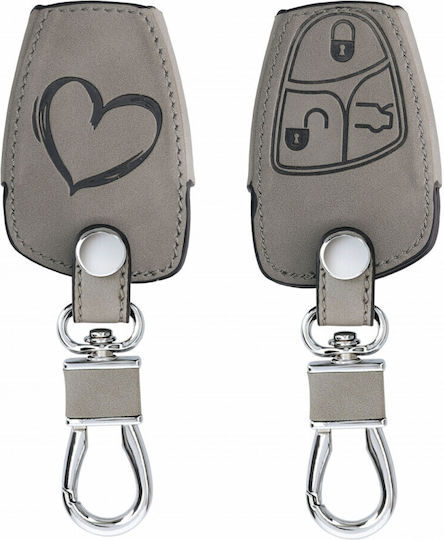 Car Key Case Mercedes Benz 2-3 Buttons Kwmobile Nubuck Leather Grey 54576.01