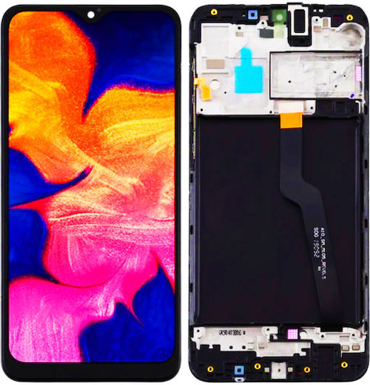 O ecran cu Mecanism Tactil și Cadru pentru Samsung Galaxy A10 (Negru)