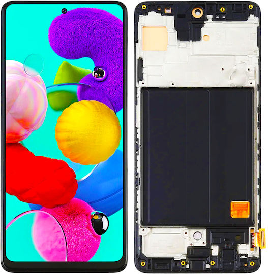 O ecran cu Mecanism Tactil și Cadru pentru Samsung Galaxy A51 SM-A515 (Negru)