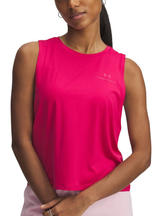 Rush Γυναικείο Αθλητικό Crop Top Αμάνικο Fast Drying Φούξια