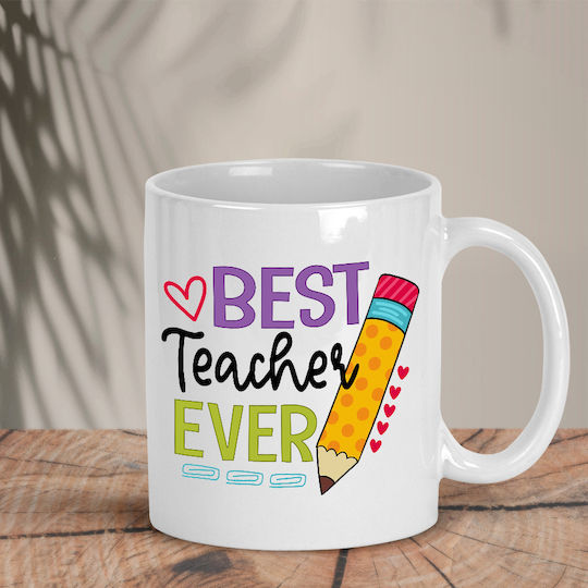 Best Teacher Ever Tasse aus Porzellan Weiß