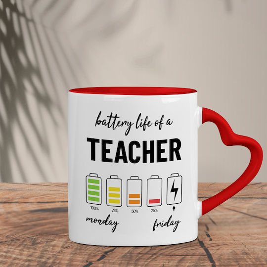 Heart Mug Teacher Gift Battery Life A Teacher
