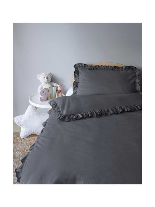 Detexpol Baby Bettbezug Set mit Kissenbezug Dark Gray Graphite 100x135cm.
