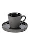 Lagoa Eco Gres Μαυρο Φλυτζανι & Πιατακι Καφε 0.09ltr Stoneware Costa Nova