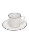 Beja Φλυτζανι & Πιατακι Καφε 0,08ltr Λευκο Μπλε Ριμ Stoneware Costa Nova