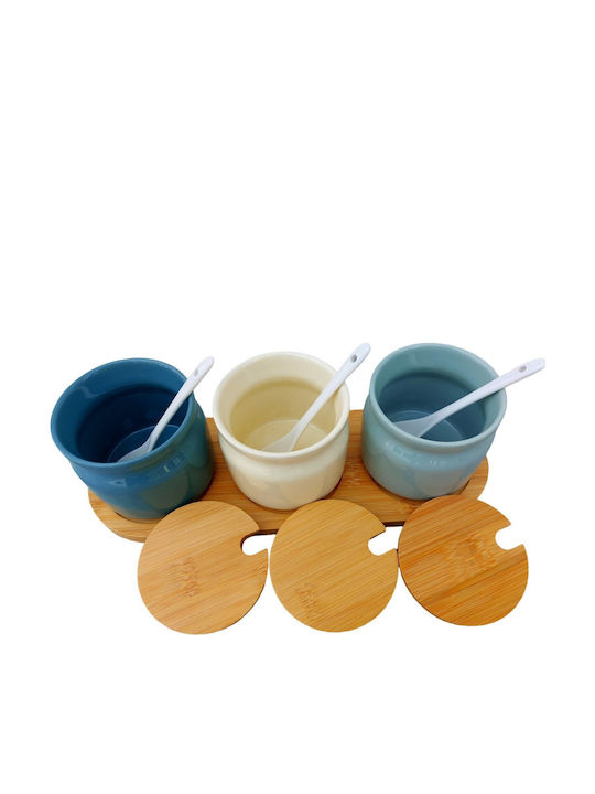 Porcelain Dessert Divided Serving Plate Set 3 Multicolour