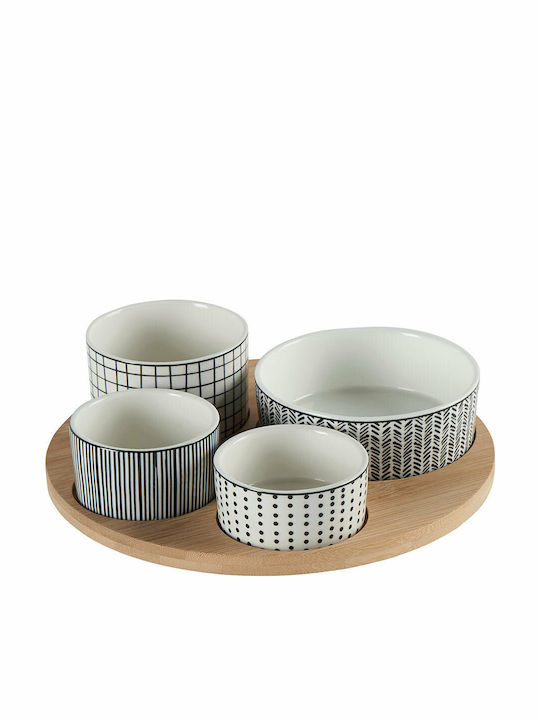 Country Casa Ceramic Dessert Divided Serving Tray with 4 Slots White Ø22cmxY11cm 11x22x11cm