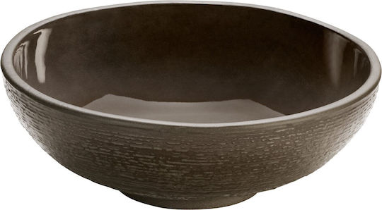 Playground Renew Round Serving Bowl 17cm Relief Dark Brown Gray Ceramic