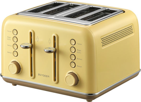 Buydeem Toaster 4 Slots 1800W Yellow