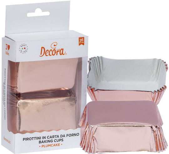 Decora Правоъгълни Чаши За Печене Розово Златисти 80x50x32 Мм Decora 20 Бройки