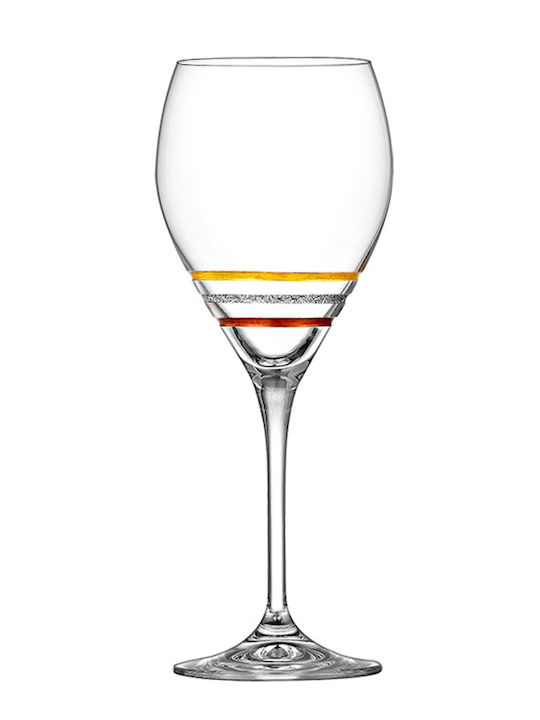 Crystal Wine Glass with Engraving Diamond Gold Pattern Trichrome 300ml 7.5x22 Lavg271