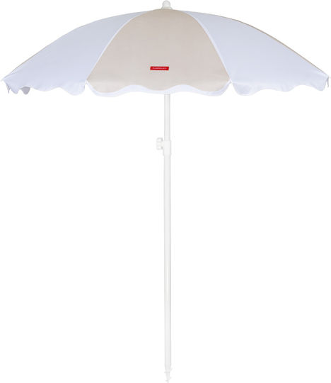 Flamingueo Umbrelă Pliabilă Plajă din Aluminiu cu Diametrul de 1.6m cu Protecție UV Bej