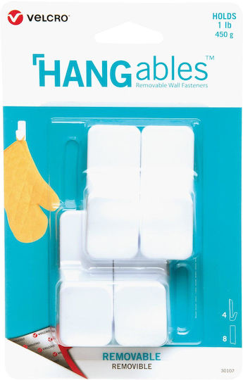 Γάντζος Λευκός 4ps 450gr Velcro 30107 Hangable Removable