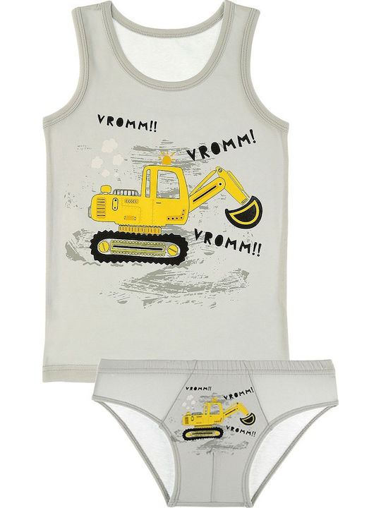 Donella Kids' Set Brief with Undershirt Grey. 2pcs